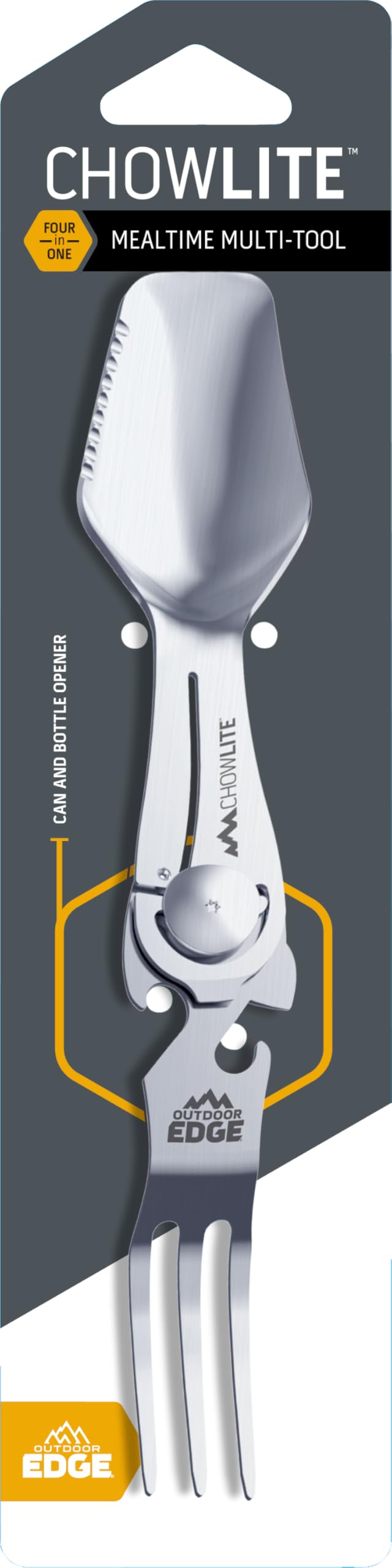 أوتدور إيدج OUTDOOR EDGE Chowlite - أداة متعددة لوقت تناول الطعام مع فتاحة زجاجات ملعقة شوكة قابلة للطي/القفل ومفك براغي - 100% من الفولاذ المقاوم للصدأ - مثالية للتخييم والمشي لمسافات طويلة وحقائب الظهر والصيد - Image 4